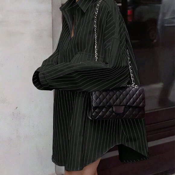 Black Casual Women's Long Sleeve Shirt - Picture 2 of 6